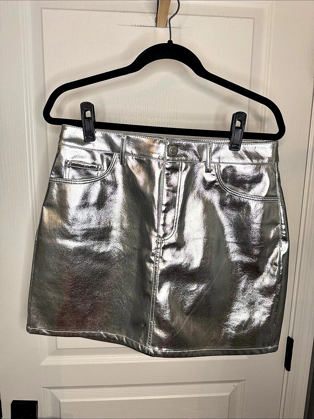 LOFT Metallic Faux Leather Mini Skirt Size 8